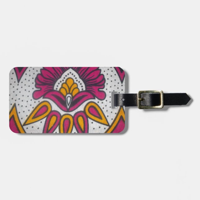Etiqueta Para Maletas Hermosa pintura en motivos de tela africana (Frente Horizontal)