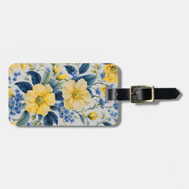 Etiqueta Para Maletas Hermosas flores amarillas y azules