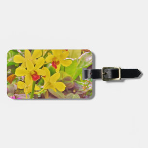 Etiqueta Para Maletas Hermosas orquídeas amarillas de otoño