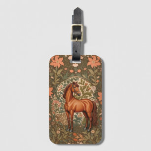 Etiqueta Para Maletas Hermoso caballo marrón William Morris inspirado
