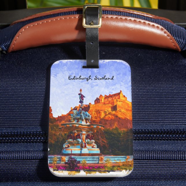 Etiqueta Para Maletas Hermoso Castillo de Escocia en Edimburgo (Anverso In situ 2)