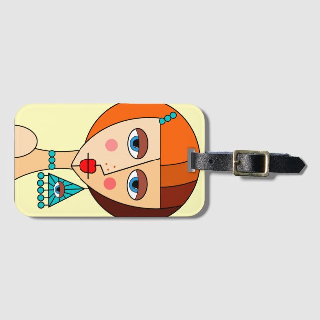 Etiqueta Para Maletas Hermoso cubismo de mujeres pelirrojas (Anverso horizontal)