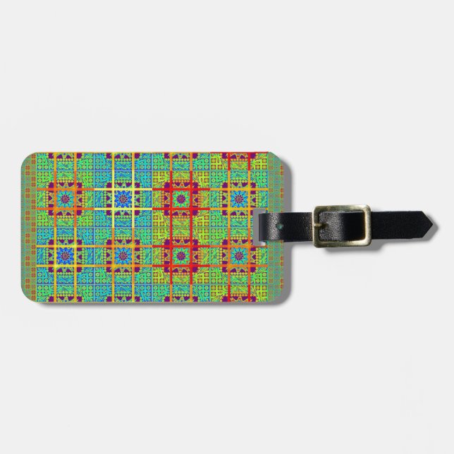 Etiqueta Para Maletas Hermoso diseño vectorial étnico maya (Frente Horizontal)