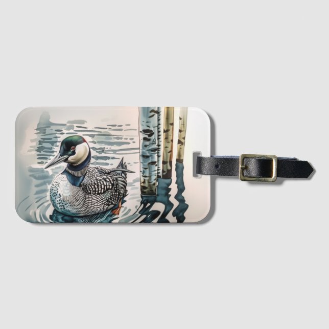 Etiqueta Para Maletas hermoso globo sobre el agua en acuarela (Anverso horizontal)