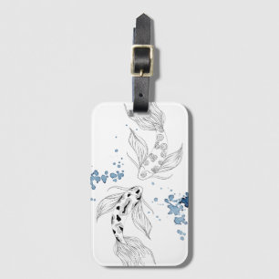 Etiqueta Para Maletas Hermoso Koi Fish Japonés Nadando