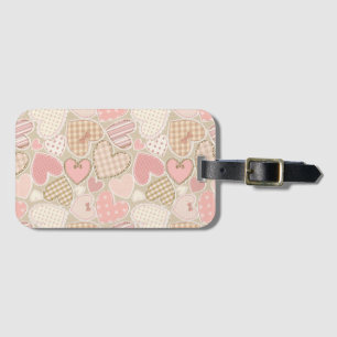 Etiqueta Para Maletas Hermoso patrón de colcha de patchwork con corazone