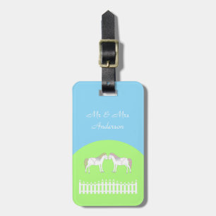 Etiqueta Para Maletas Hermoso Personalizado de caballos Boda blanco