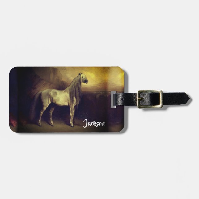 Etiqueta Para Maletas Hermoso Stallion Gray Arabian (Frente Horizontal)