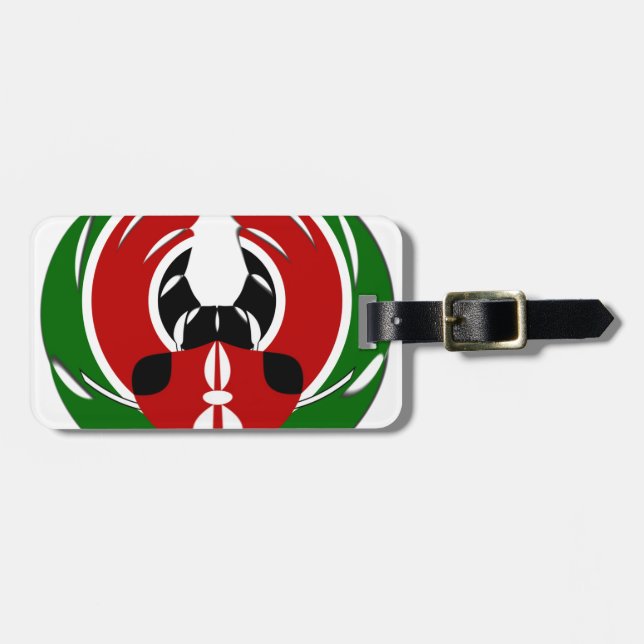 Etiqueta Para Maletas Hermoso tapiz keniano: mariposa de bandera keniana (Frente Horizontal)