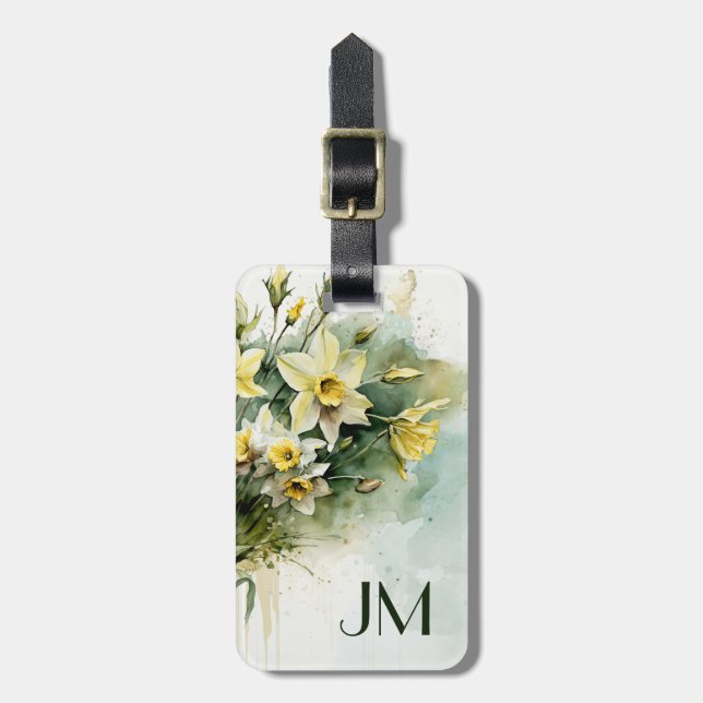 Etiqueta Para Maletas Hermosos daffodis de agua amarilla (Frente Vertical)