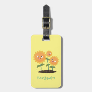 Etiqueta Para Maletas Hermosos girasoles alegres sonrientes ilustracion