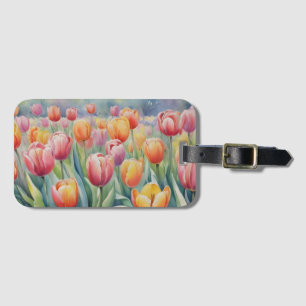 Etiqueta Para Maletas Hermosos Tulipanes de Primavera