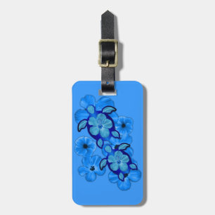 Etiqueta Para Maletas Hibisco y tortugas azules de Honu