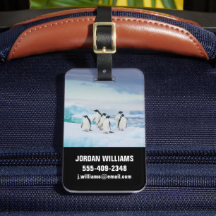 Etiqueta Para Maletas Hielo y nieve Adelie Penguins Antártida