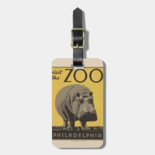 Etiqueta Para Maletas Hippopótamo vintage hippo zoo poster wpa