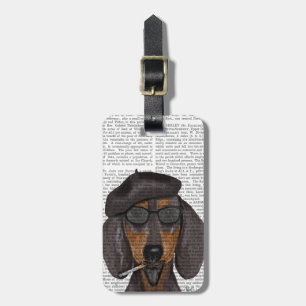Etiqueta Para Maletas Hipster Dachshund Negro y Tan