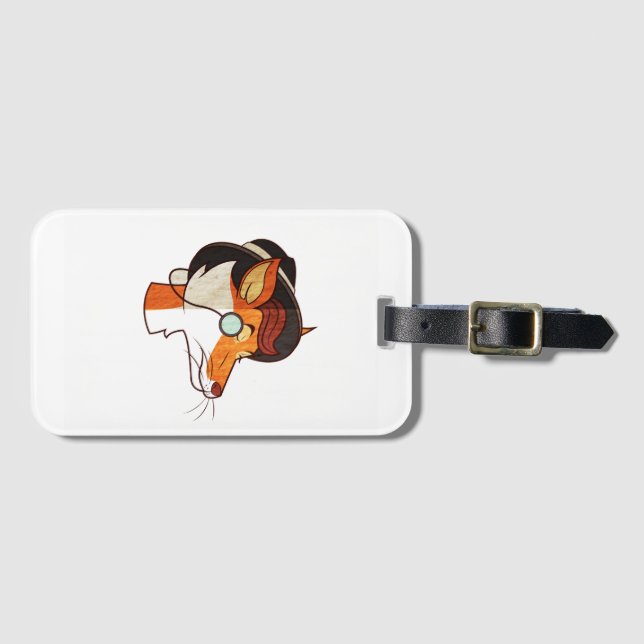 Etiqueta Para Maletas Hipster Fox (Anverso horizontal)