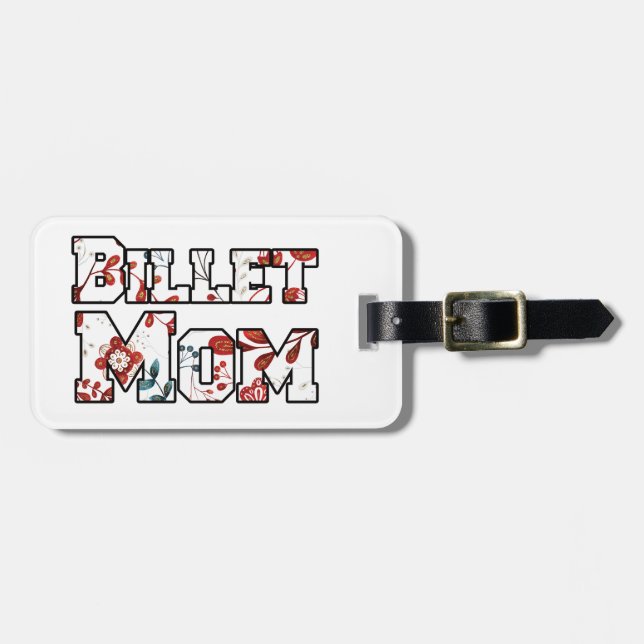 Etiqueta Para Maletas Hockey Billet Mom Red Blue Floral (Frente Horizontal)