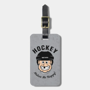 Etiqueta Para Maletas Hockey me hace feliz jugador de hockey Personaliza