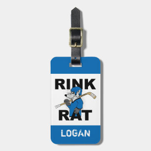 Etiqueta Para Maletas Hockey sobre Rata Azul con nombre personalizado