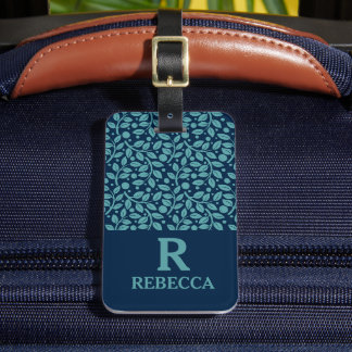 Etiqueta Para Maletas Hoja azul personalizada