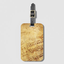 Etiqueta Para Maletas Hoja de puntuación de la música de chapa antigua d