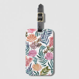Etiqueta Para Maletas Hojas Botánicas Acuarela   Hoja Floral Colorida
