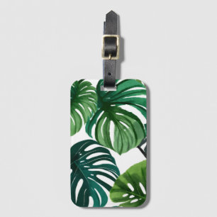 Etiqueta Para Maletas Hojas de Monstera Acuarela Botánica Moderna