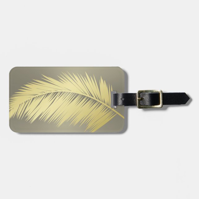 Etiqueta Para Maletas Hojas doradas de palma tropical (Frente Horizontal)