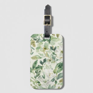 Etiqueta Para Maletas Hojas florales de acuarela verde botánica Naturale