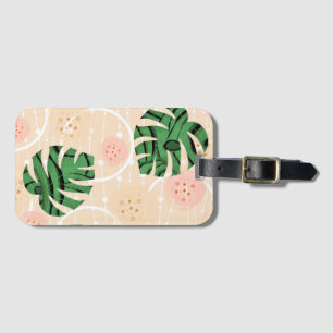 Etiqueta Para Maletas hojas, monstruos, rosa, verde, tropical, palmera,