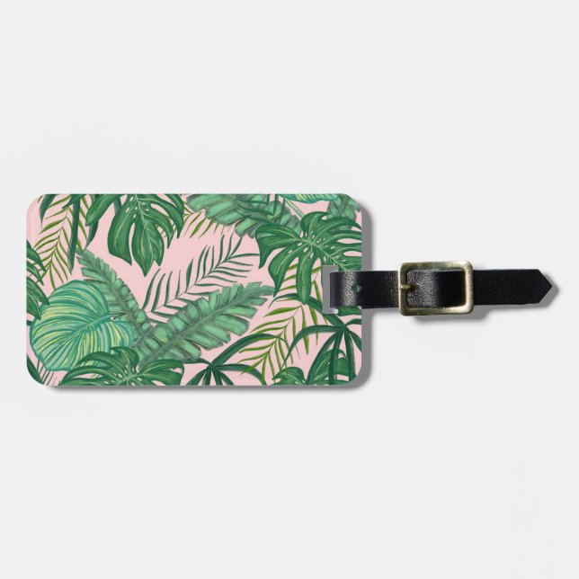 Etiqueta Para Maletas Hojas tropicales (Frente Horizontal)