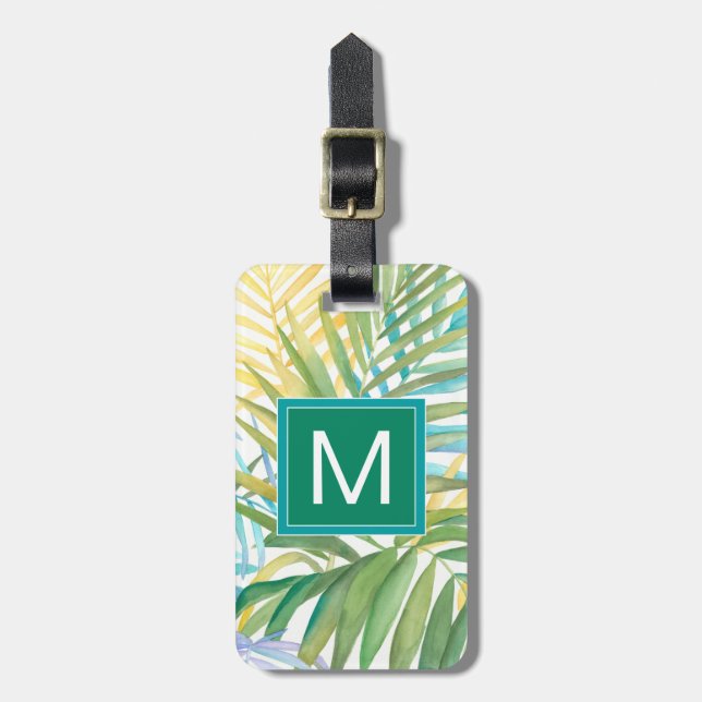 Etiqueta Para Maletas Hojas tropicales de palma (Frente Vertical)