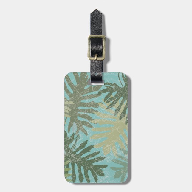 Etiqueta Para Maletas Hojas tropicales desvanecidas (Frente Vertical)