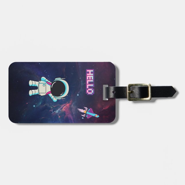 Etiqueta Para Maletas Hola desde el espacio. (Frente Horizontal)