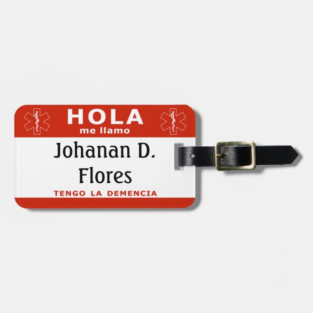 Etiqueta Para Maletas HOLA me amo y tengo la demencia (Frente Horizontal)