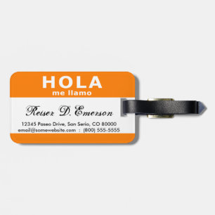 Etiqueta Para Maletas hola me llama (naranja)