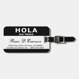 Etiqueta Para Maletas hola me llamo (negro)