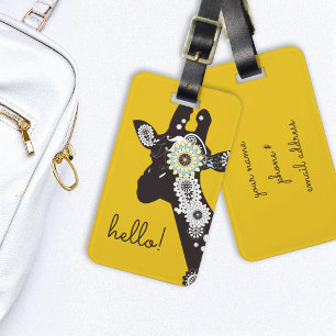 Etiqueta Para Maletas ¡Hola! - Yellow Funky Guay Giraffe