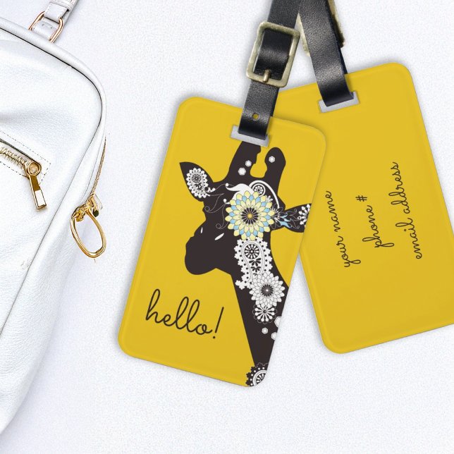 Etiqueta Para Maletas ¡Hola! - Yellow Funky Guay Giraffe (Subido por el creador)
