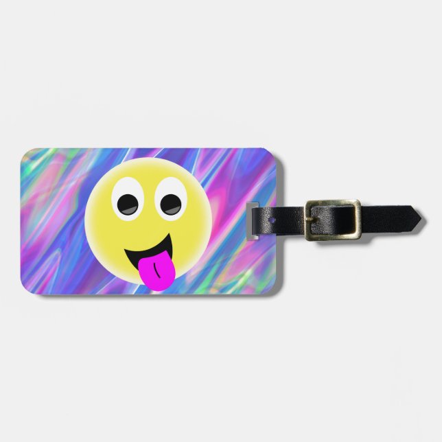 Etiqueta Para Maletas Holograma de emoji (Frente Horizontal)