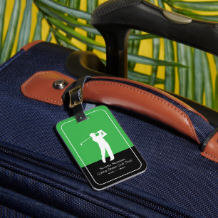 Etiqueta Para Maletas Hombre golfista con palo de golf elegante verde