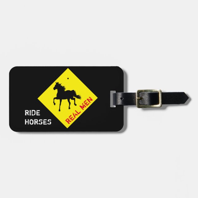 Etiqueta Para Maletas Hombres Reales Montan Caballos y Fiestas / Etiquet (Frente Horizontal)