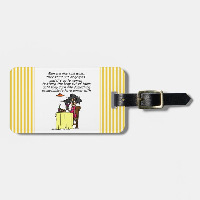 Etiqueta Para Maletas Hombres y humor del vino fino (Frente Horizontal)