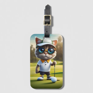 Etiqueta Para Maletas "Hora de par: El swing de golf del gato genial!"