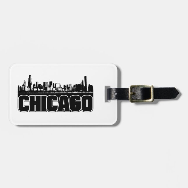 Etiqueta Para Maletas Horizonte de Chicago (Frente Horizontal)