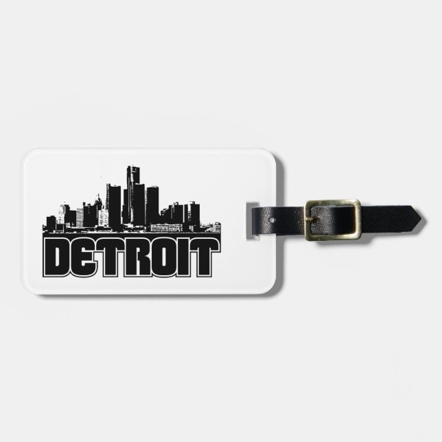 Etiqueta Para Maletas Horizonte de Detroit (Frente Horizontal)