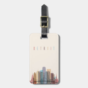 Etiqueta Para Maletas Horizonte de la ciudad de Detroit, Michigan el  