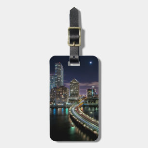 Etiqueta Para Maletas Horizonte de la ciudad de Miami con el puente en