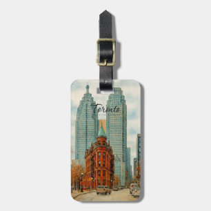 Etiqueta Para Maletas Horizonte de Toronto Canadá Acuarela Vintage